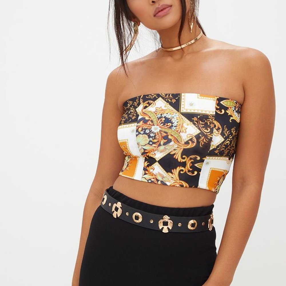 Chain Print Bandeau Crop Top
